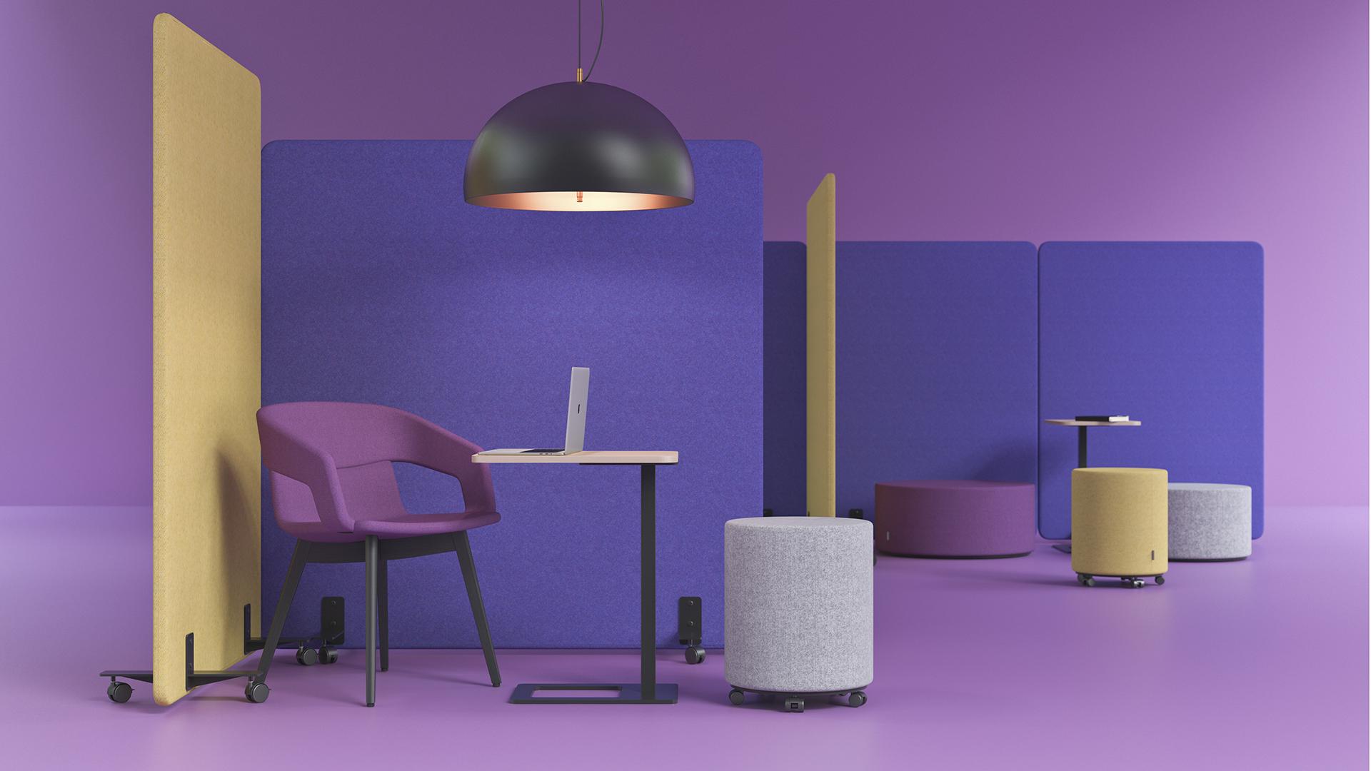 Akustiskais panelis FREE STANDING, YH3 - tirkīzs, E - balts